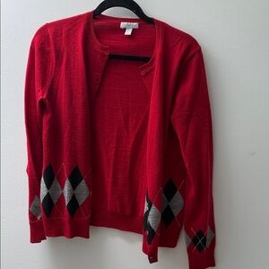Charter Club Vibrant Red Argyle Cardigan